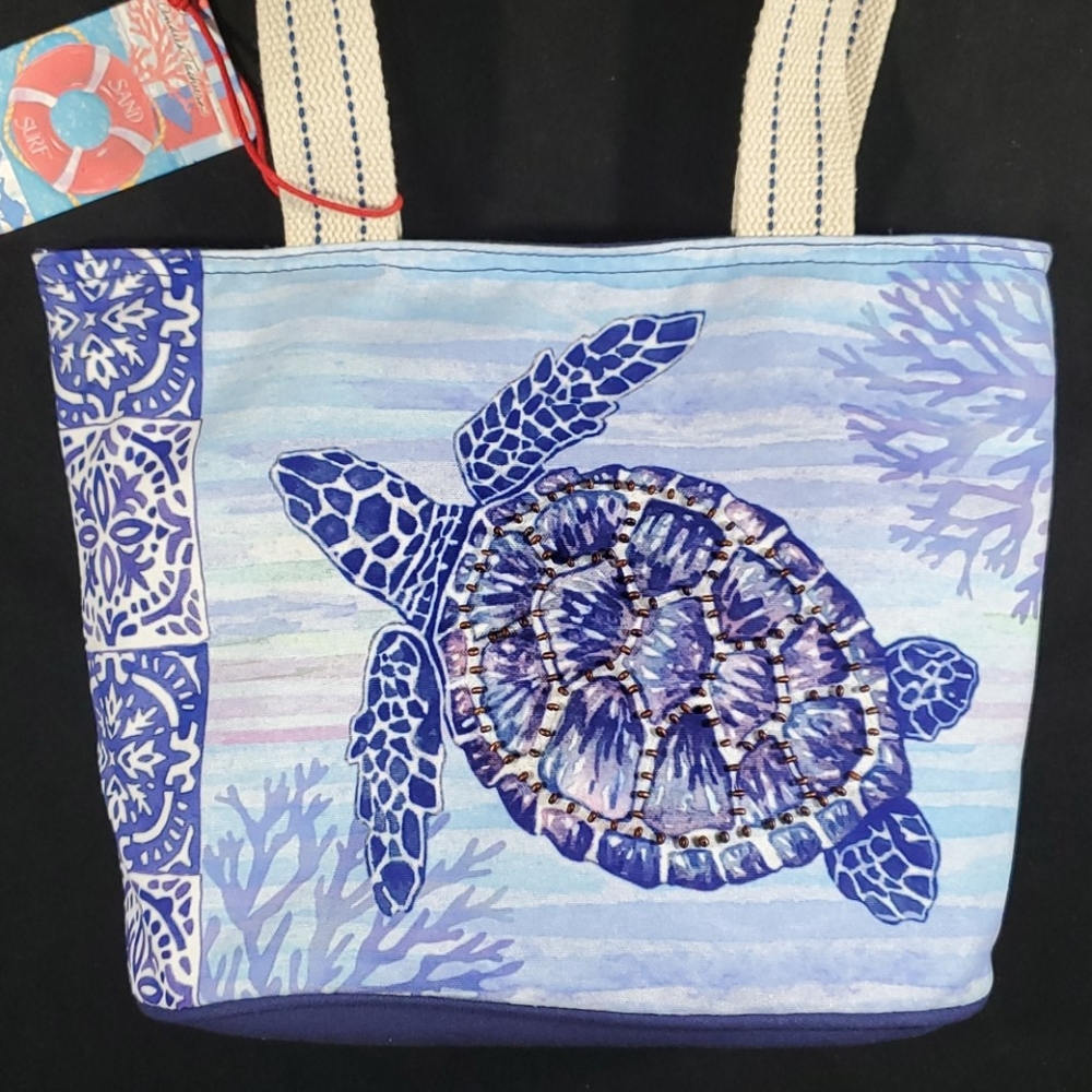 Sun N Sand by Andrea Tachiero,Canvas bag turtle